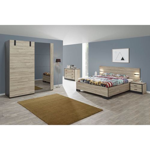 ELEOS - Chambre Complète 180x200cm avec Armoire 188cm