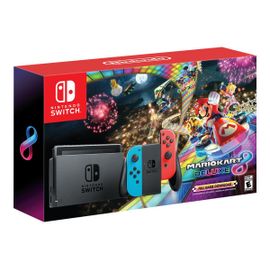 Nintendo Switch With Neon Blue And Neon Red Joy-Con Mario Kart 8 Deluxe