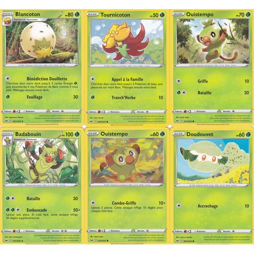 6 Cartes Pokemon - Épée Et Bouclier - Blancoton 021/202 - Ouistempo 011/202 - Tournicoton 020/202 - Doudouvet 005/202 - Ouistempo 010/202 - Badabouin 013/202 - Françaises -