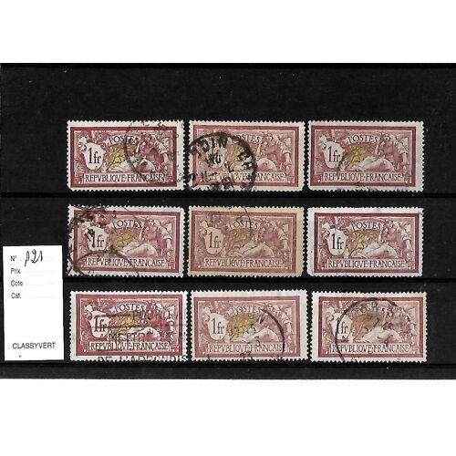 France-1900-Etude Sur Type Merson-N°121-Lot De 9 Timbres Oblitérés-Très Bon Etat