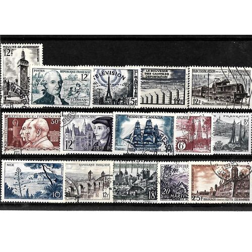 France-1955-Lot De 15 Timbres Oblitérés-Très Bon Etat