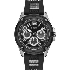 Guess Delta Montre Homme Multifonction Acier Silicone Noir Gw0051g1