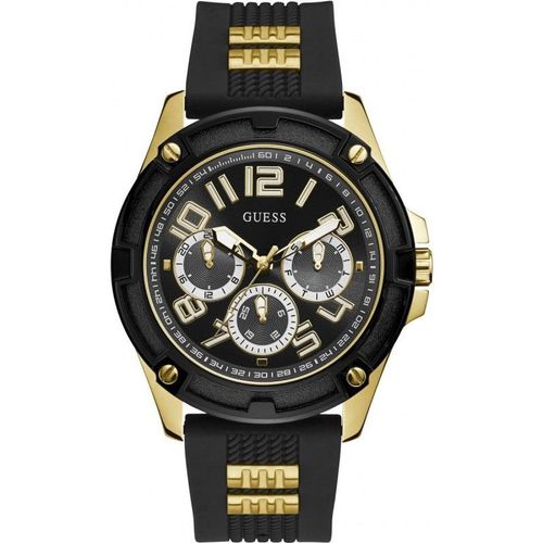 Guess Delta Montre Homme Multifonction Acier Dor? Silicone Noir Gw0051g2