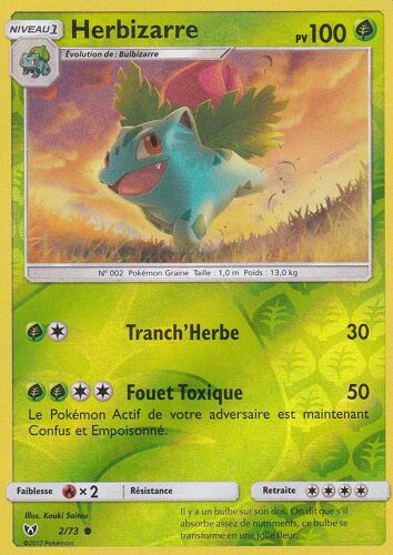 Carte Pokemon - Herbizarre - 2/73 -100 Pv - Reverse - Sl3.5 Légendes Brillantes