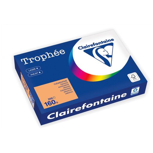 Clairefontaine Trophée - 209 microns - orange - A4 (210 x 297 mm) - 160 g/m² - 250 feuille(s) zéro plastique - papier teinté