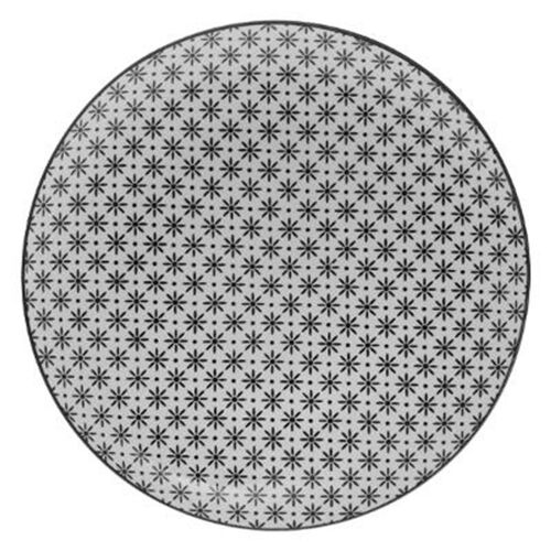 Lot De 6 Assiettes Plates "Bohemia Fleur" 26cm Noir