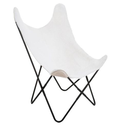 Fauteuil Imitation Fourrure "Oslo" 101cm Blanc