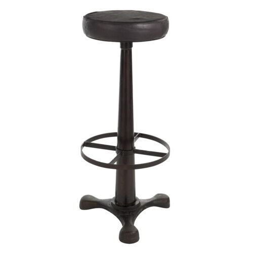 Tabouret Design Cuir & Métal "Molda" 79cm Noir
