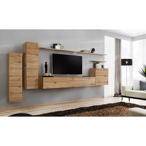 Meuble TV Mural Design "Switch I" 330cm Naturel
