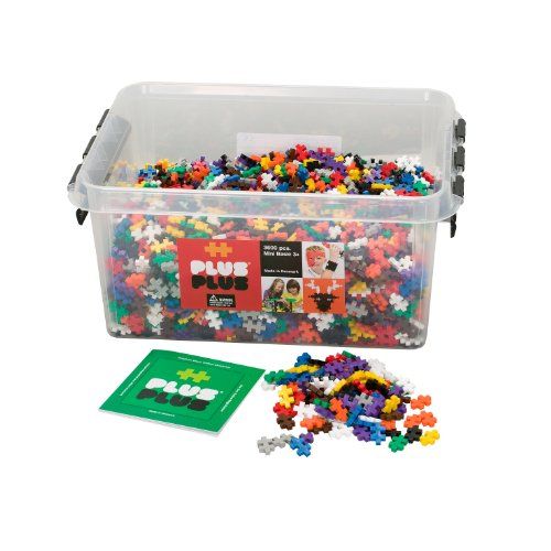 Plus Plus - Construction Building Toy Open Play Set - 3600 Pieces With Storage Tub - Basic Color Mix