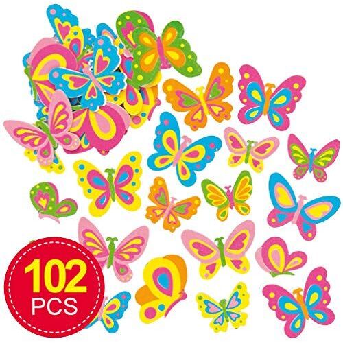 Baker Ross Butterfly Foam Stickers (Pack Of 102) Backyard Themed Puffy Scrapbook Stickers In Fun Foam Shapes