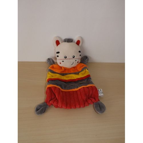 Doudou Cheval Zebre Rouge Multicolore Nicotoy