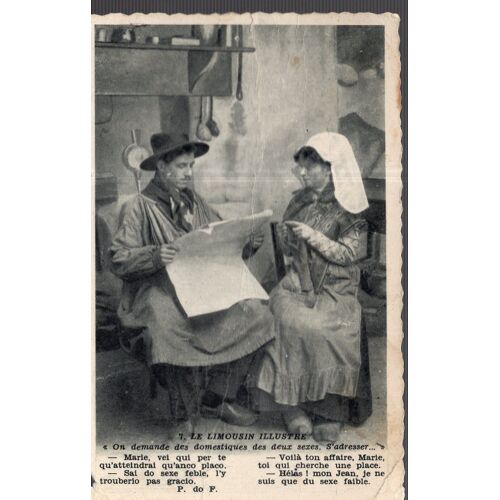 Carte Postale Du Limousin Illustré (Haute-Vienne) Offre D'emploi De Domestiques
