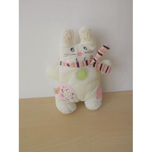 Doudou Chat Blanc Rose Pois Fleur Nicotoy