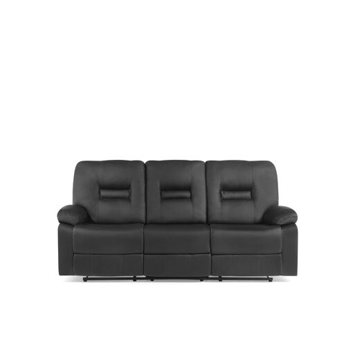 Canapé 3 Places En Cuir Pu Noir Avec Position Réglable Bergen