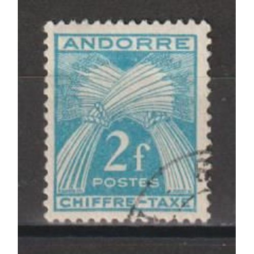 Andorre Français, 1943-1946, Timbres-Taxe, Type Gerbes, N°26, Oblitéré.