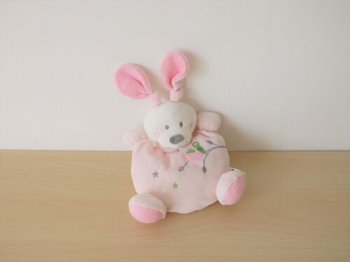 Doudou Lapin Blanc Rose Nid Oiseau Nicotoy