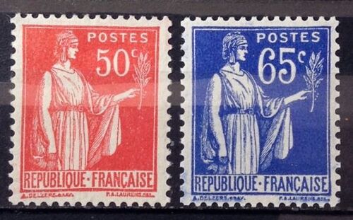 Paix 50c Rose-Rouge (Impeccable N° 283) + Paix 65c Outremer (Impeccable N° 365) Neufs** Luxe (= Sans Trace De Charnière) - France Année 1932 - N26976