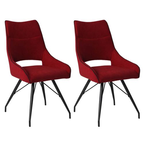 Amado - Lot De 2 Chaises Tissu Coloris Rouge