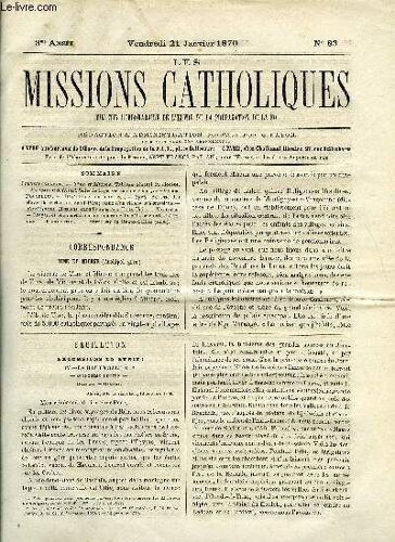 Les Missions Catholiques N° 83 - Excursions En Syrie : Iv. La Haute Galilée Par P. Martin, Tine Et Micone, Su-Tchuen Orientale, Croyances Et Superstitions Des Noires De La Cote Orientale D Afrique