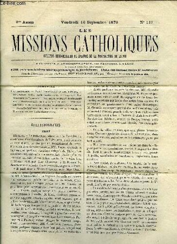 Les Missions Catholiques N° 117 - Thibet, Tremblement De Terre A Pa-Tang, Coïmbatour, Notice Sur Le Vicariat (Suite), Zanguebar, Etablissement De Bagamoyo, Constantinople, Arrivée De Mgr Hassoun(...)