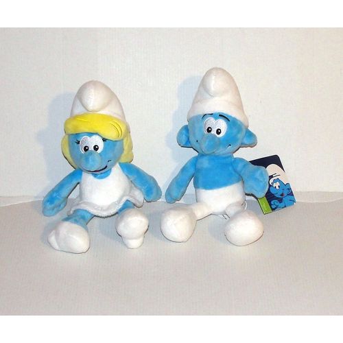 Peluche Schtroumpfs Et Schtroumpfette Gipsy Lot 2 Doudou 22 Cm