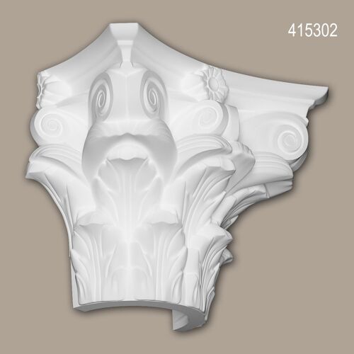 Chapiteau de demi-colonne Profhome 415302 Moulure de façade Colonne Élément de façade style corinthien blanc