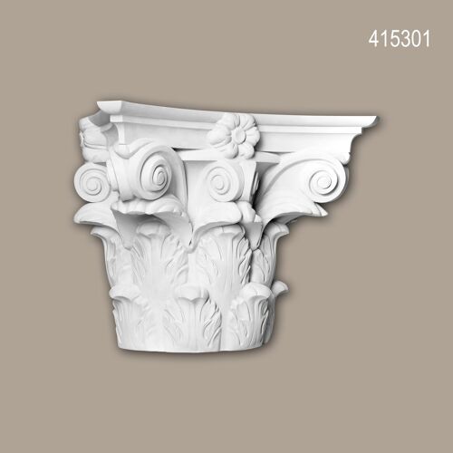 Chapiteau de demi-colonne Profhome 415301 Moulure de façade Colonne Élément de façade style corinthien blanc