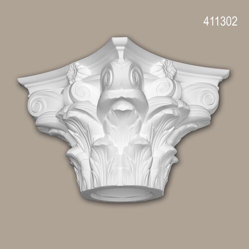 Chapiteau de colonne Profhome 411302 Moulure de façade Colonne Élément de façade style corinthien blanc