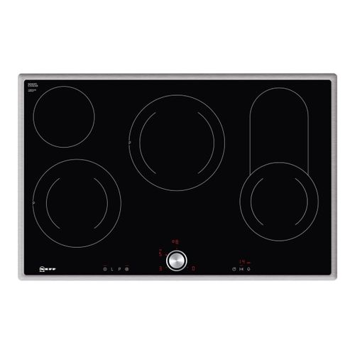 Neff TBT1816N - Vitrocéramique - 4 plaques de cuisson - Niche - largeur : 78 cm - profondeur : 50 cm - noir - avec garnitures en acier inoxydable