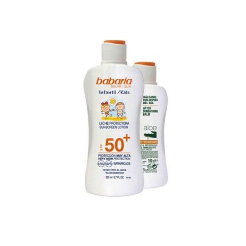 Babaria Kids Spf50+ Leche Protectora Resistente Al Agua 200ml + Balsamo Aloe 100ml 