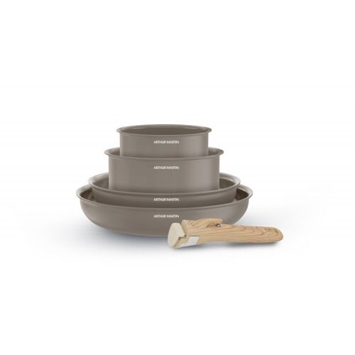 Batterie De Cuisine 5 Pièces Poignée Amovible Taupe Arthur Martin Am9192