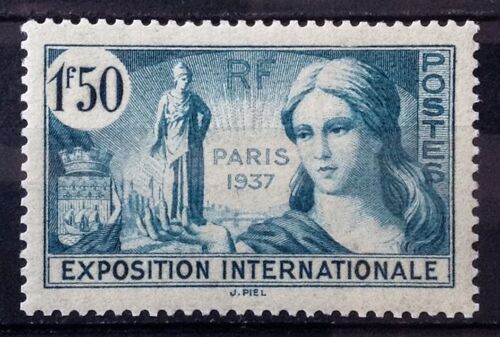 Exposition Internationale Paris 1937 1f50 Bleu-Vert (Superbe N° 336) Neuf* - France Année 1937 - N26429