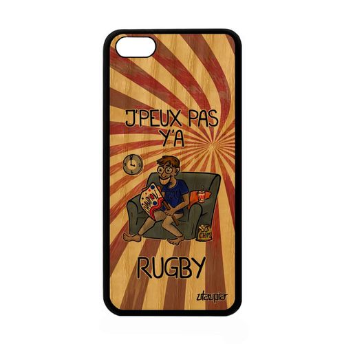 Coque En Bois Iphone 5c Silicone J'peux Pas Y'a Rugby Drole Rouge Jpeux De Protection Smartphone Tpu Supporter Telephone Texte Apple