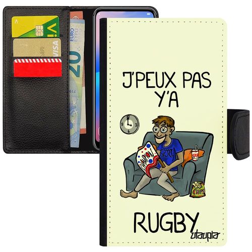 Coque Iphone 8 Rabat Silicone J'peux Pas Y'a Rugby Blanc Texte Pas Cher Humoristique Xv De France Supporter Telephone Aimantée
