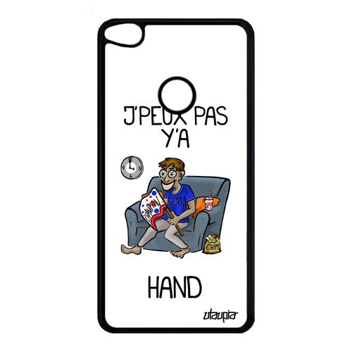 Coque silicone P9/P8 Lite 2017 j'peux pas y'a hand handball texte housse humoristique bande dessinée je blanc made in France Huawei