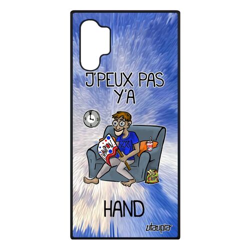 Coque Galaxy Note 10+ Plus silicone j'peux pas y'a hand humour je dessin case bleu handball drole texte cover antichoc jpeux Samsung