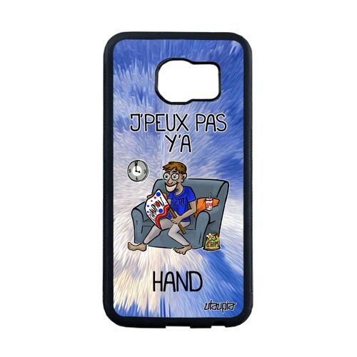 Coque Samsung S6 Edge silicone j'peux pas y'a hand 4G comique jpeux texte handball dessin drole bumper humour bleu etui je de galaxy