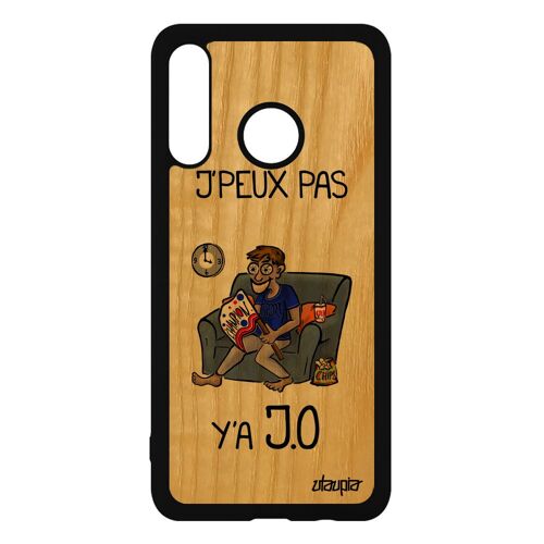 Coque Pour Huawei P30 Lite Bois Silicone J'peux Pas Y'a Jo Drole Portable Telephone Mobile Je Jpeux Sport Gris Supporter Texte Cover