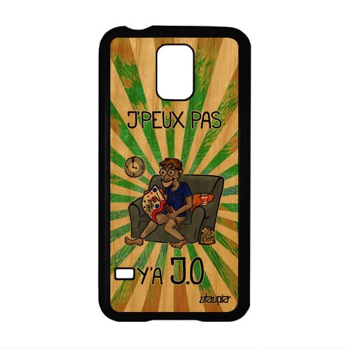 Coque S5 bois silicone j'peux pas y'a JO vert supporter athletisme portable comique sport dessin cover telephone 4G Samsung galaxy