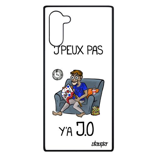 Coque Samsung Galaxy Note 10 En Silicone J'peux Pas Y'a Jo Texte Bande Dessinée Drole Smartphone Blanc Souple Athletisme Humour Noir