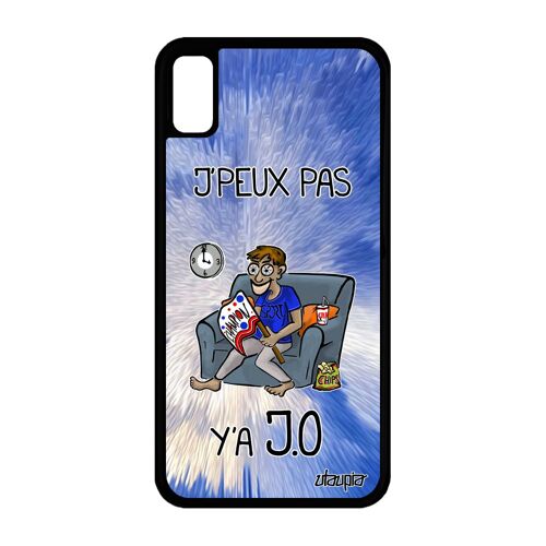 Coque silicone iPhone XR j'peux pas y'a JO drole case portable jpeux smartphone motif sport humour supporter comique je bleu