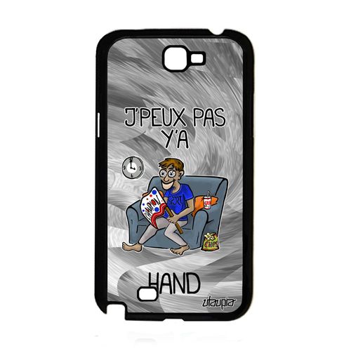 Coque J'peux Pas Y'a Hand Samsung Galaxy Note 2 Silicone Noir Bande Dessinée Case Gris Handball Supporter Drole Humoristique Cover