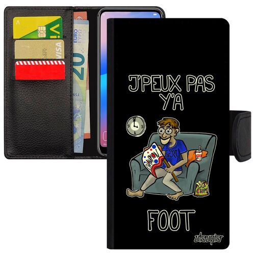 Coque J'peux Pas Y'a Foot Pour S20 Simili Cuir Rabat Portefeuille Texte Smartphone Supporter Humoristique Noir Bd Je Samsung Galaxy