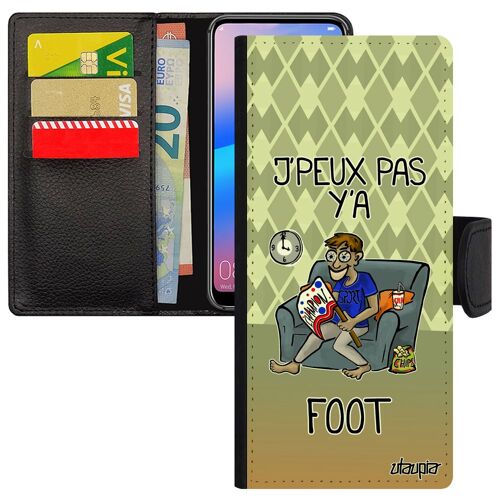 Coque Samsung S20 Ultra rabat portefeuille porte cartes j'peux pas y'a football jpeux comique je vert pochette bd texte etui galaxy