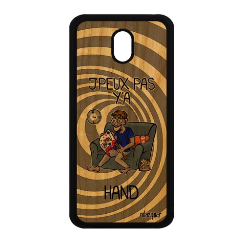 Coque En Bois Samsung J3 2017 Et Silicone J'peux Pas Y'a Hand Humoristique Drole Etui Je Handball Bande Dessinée Antichoc Galaxy