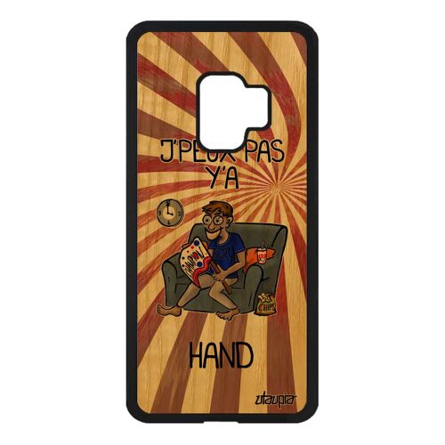Coque bois j'peux pas y'a hand Galaxy S9 silicone drole mobile rouge humour case je portable comique handball dessin bd de Samsung