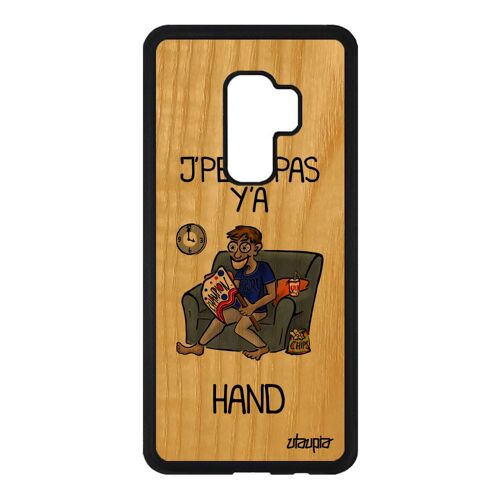 Coque en bois j'peux pas y'a handball S9+ Plus silicone 4G drole dessin bande dessinée texte gris de protection jpeux Samsung galaxy