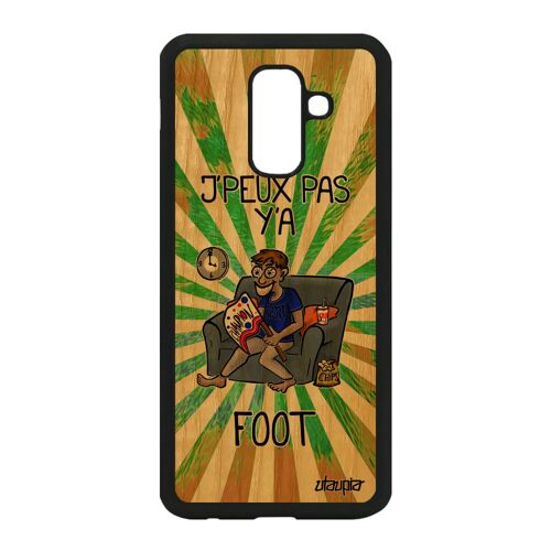 Coque De Protection Galaxy A6+ Plus 2018 En Bois Et Silicone J'peux Pas Y'a Foot Vert Texte Dessin Telephone Je Comique Samsung