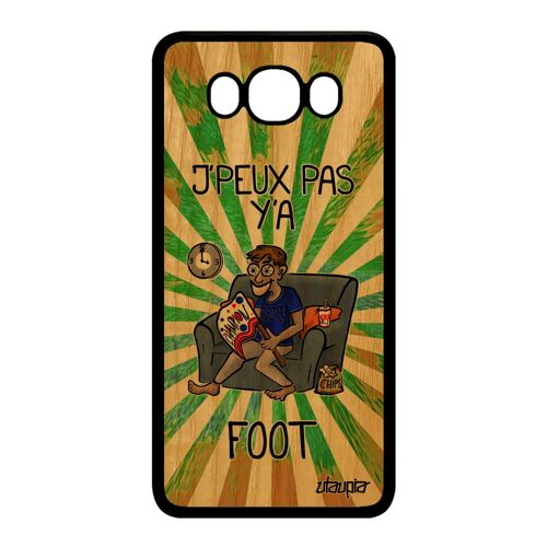 Coque J7 2016 en bois silicone j'peux pas y'a foot je humour 4G drole texte football comique bumper vert jpeux dessin Samsung galaxy